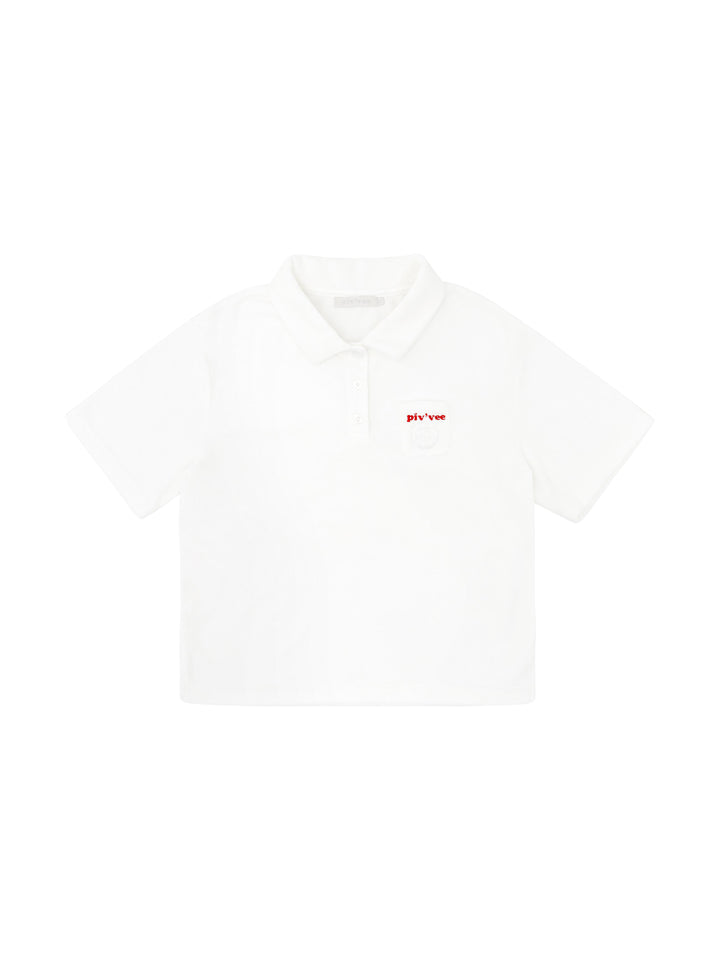 Pivvee Short Sleeve Terry PK Shirt-Cloud White