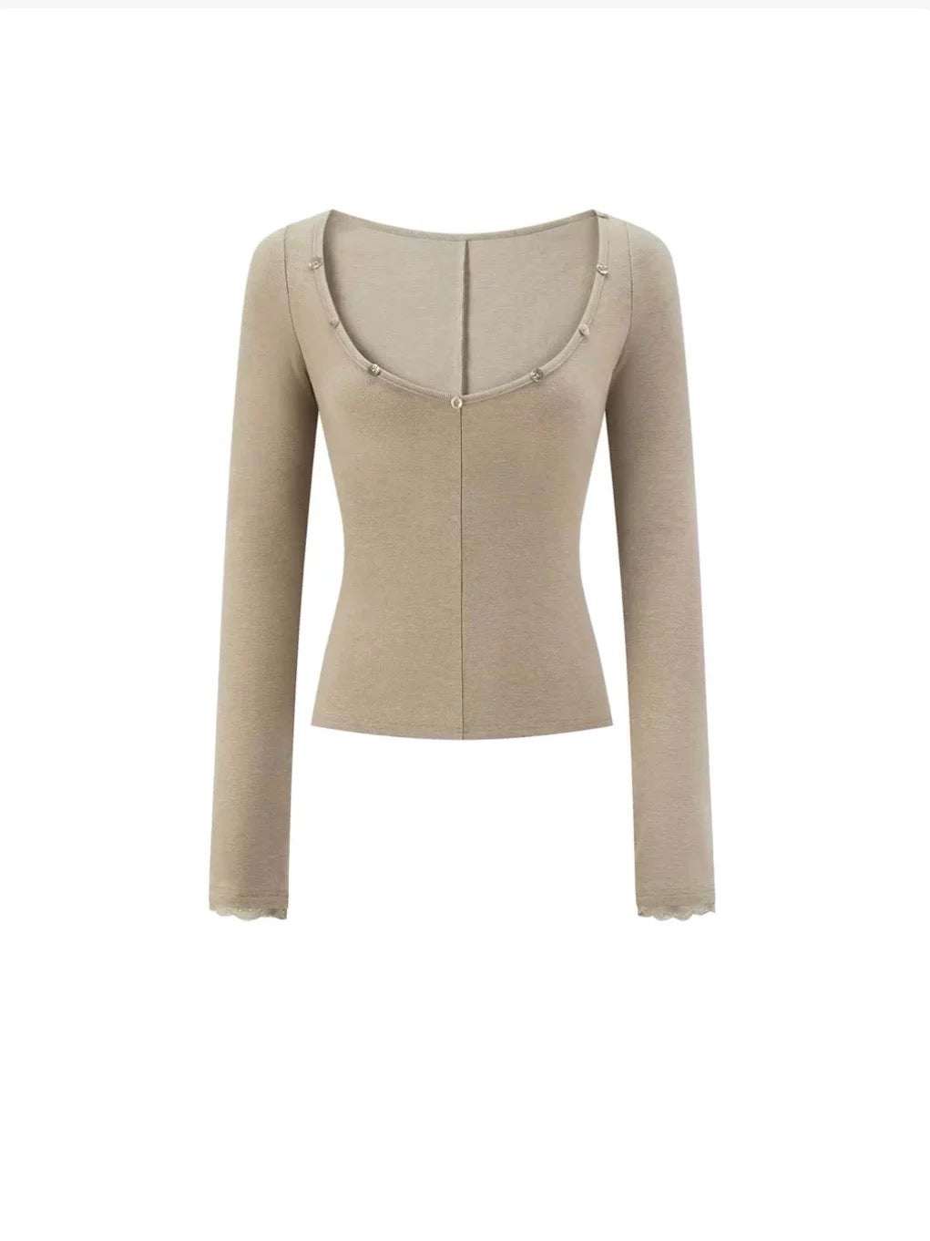 SCENARIO Luna Layered Knit Top 2 Pieces Set-Beige